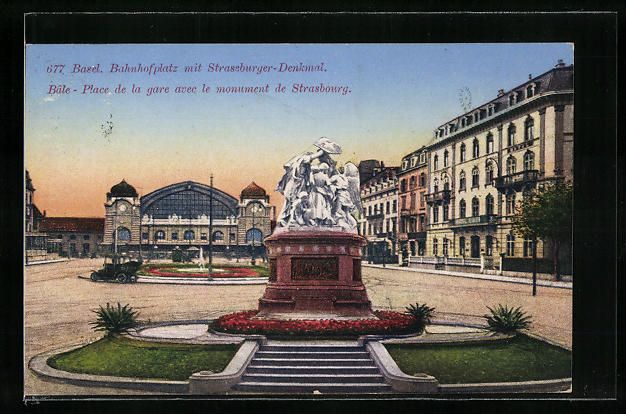 Cartoline postali: Basel, Bahnhofplatz mit Strassburger-Den – Usato da Berlin venduto da bartko-reher