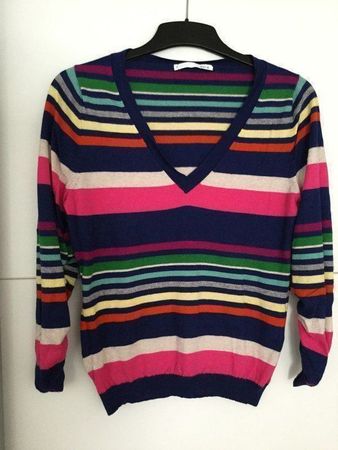 Luxus: ALLUDE Ringelpullover V-Neck in S