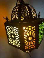 Original Orientalische Hängelampe Messing & Glas Dekorlampe