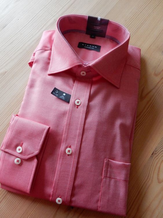 Herrenhemd Ricardo fit rot langarm auf von Eterna | comfort Hemd: NEU Kaufen 42