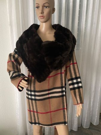 Extravaganter seltener Karo Mantel, beige, Gr. L