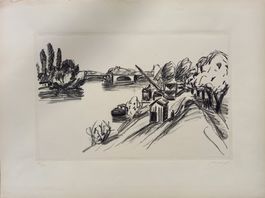 Raoul DOMENJOZ (1896-1978) le chargement des péniches litho