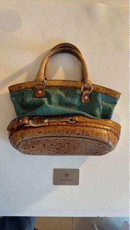 Handtasche Aigner braun grün Mix - Zustand akzeptabel