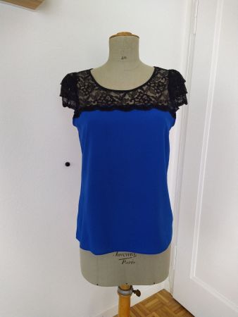 Bluse 'blau/schwarz'