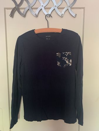 Damen Langarmshirt dunkelblau mit Print Grösse 36/38