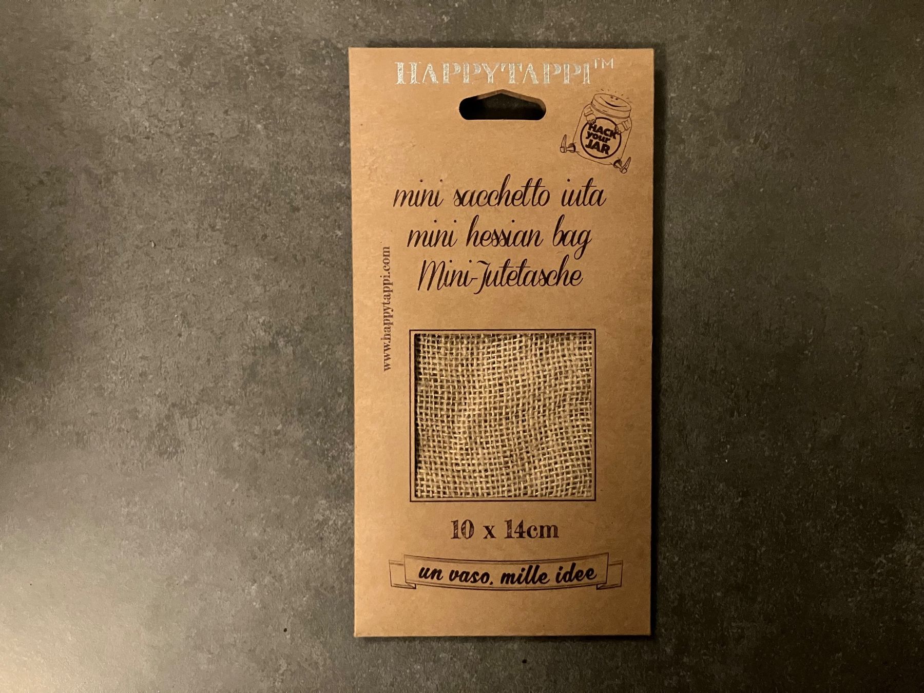 Tutte le decorazioni: Happytappi Mini Jutetasche, 10 x 14 cm – Nuovo e nell'imballaggio originale da Wettingen venduto da Chnoelleli