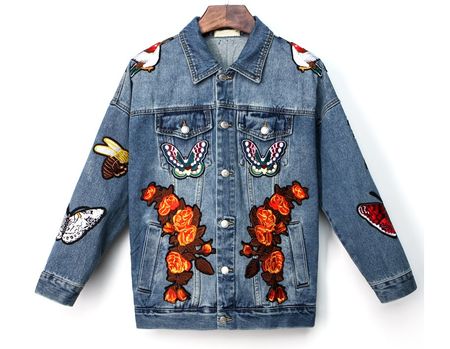Traum Besticket Stickerei Jeans Jacke M