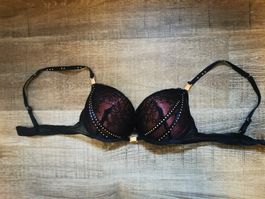 Schöner schwarzer BH mit Spitze, Grösse 75C - Neuwertig!