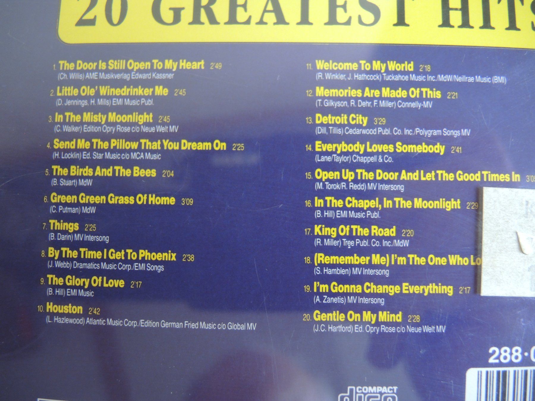 CD: Dean Martin CD - 20 Greatest Hits – Usato da Rorschach venduto da maeck8 3