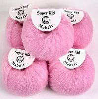 Super Kid Mohair 5 Knäuel Strickwolle Rosa Baby