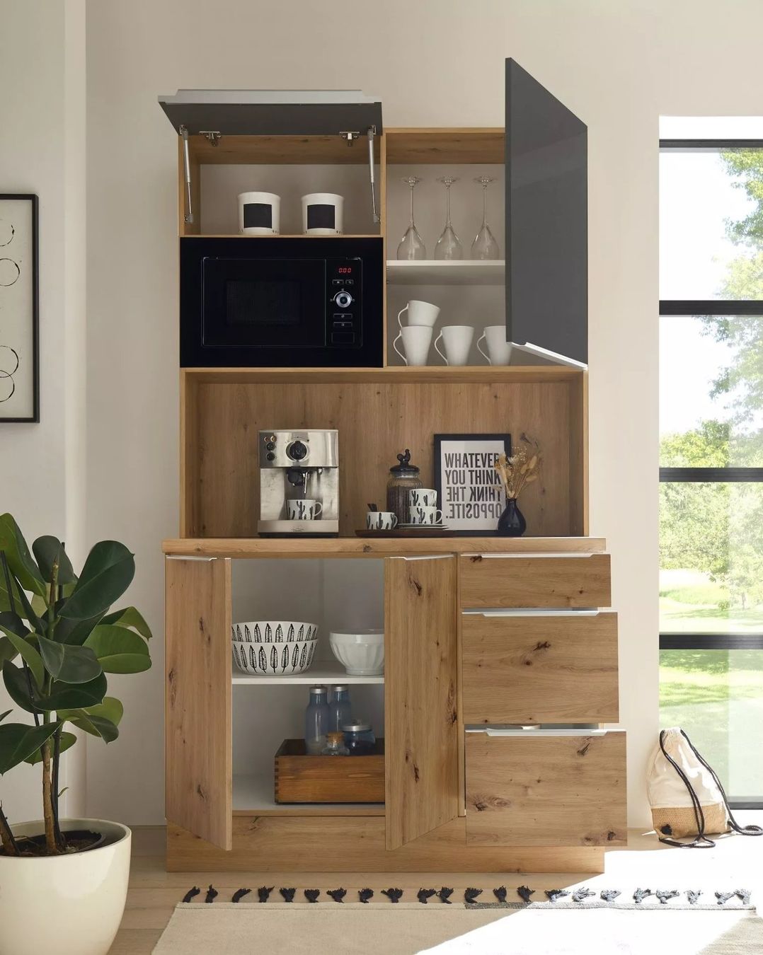 Credenze: 935 - Buffetschrank Küchen Buffet Premium 120cm Grau Eiche – Nuovo e nell'imballaggio originale da Wallenwil venduto da toesstalvertrieb 2