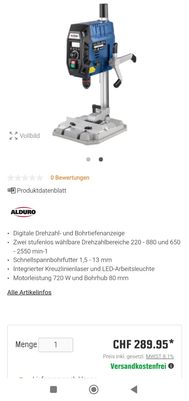Trapani: Neue Alduro Digitale-Ständerbohrmaschine – Nuovo e nell'imballaggio originale da Rüthi (Rheintal) venduto da Balty 1