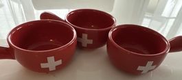 3er Set mini Fondue Schalen - Schweizerkreuz Design!