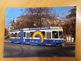 Postkarte VBZ Zürich Strassenbahn Be 4/6 2036 Werbung Umwelt