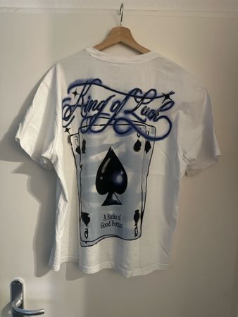 T-Shirt King of Luck Ace of Spades Weiss Bershka Grösse L 