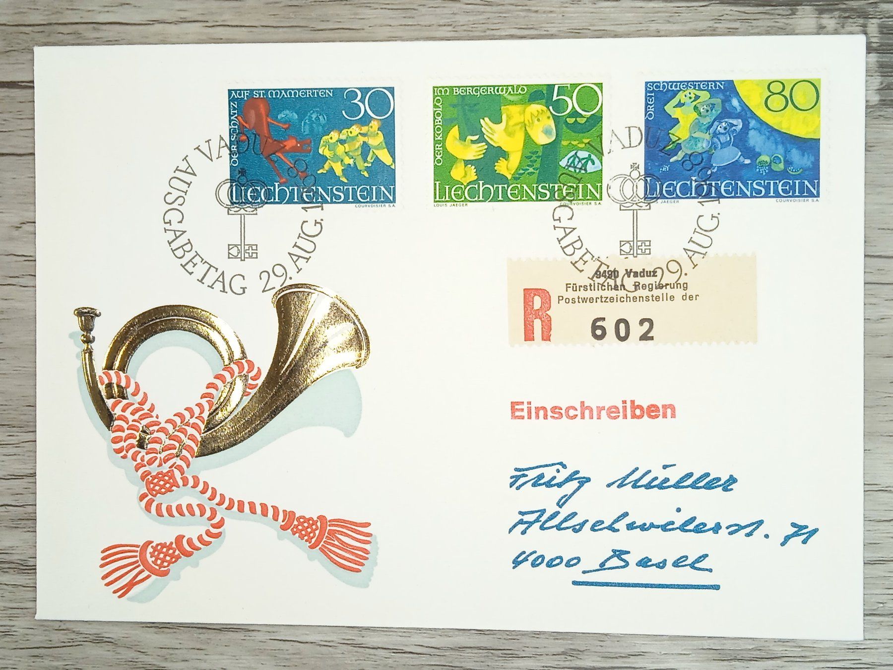 Tutti i francobolli: TR20 Enveloppe + Timbre Liechtenstein 1968 – Usato da Cousset venduto da Patrick_Collections