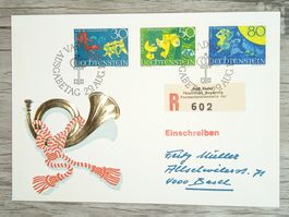 TR20 Enveloppe + Timbre Liechtenstein 1968