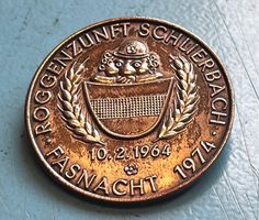 Fasnachtsplakette, Roggenzunft Schlierbach 1974, 10 Jahr