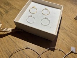 ALEXIANE 925er Silber Schmuck Set, 4 Ringe + 3 Armreifen NEU