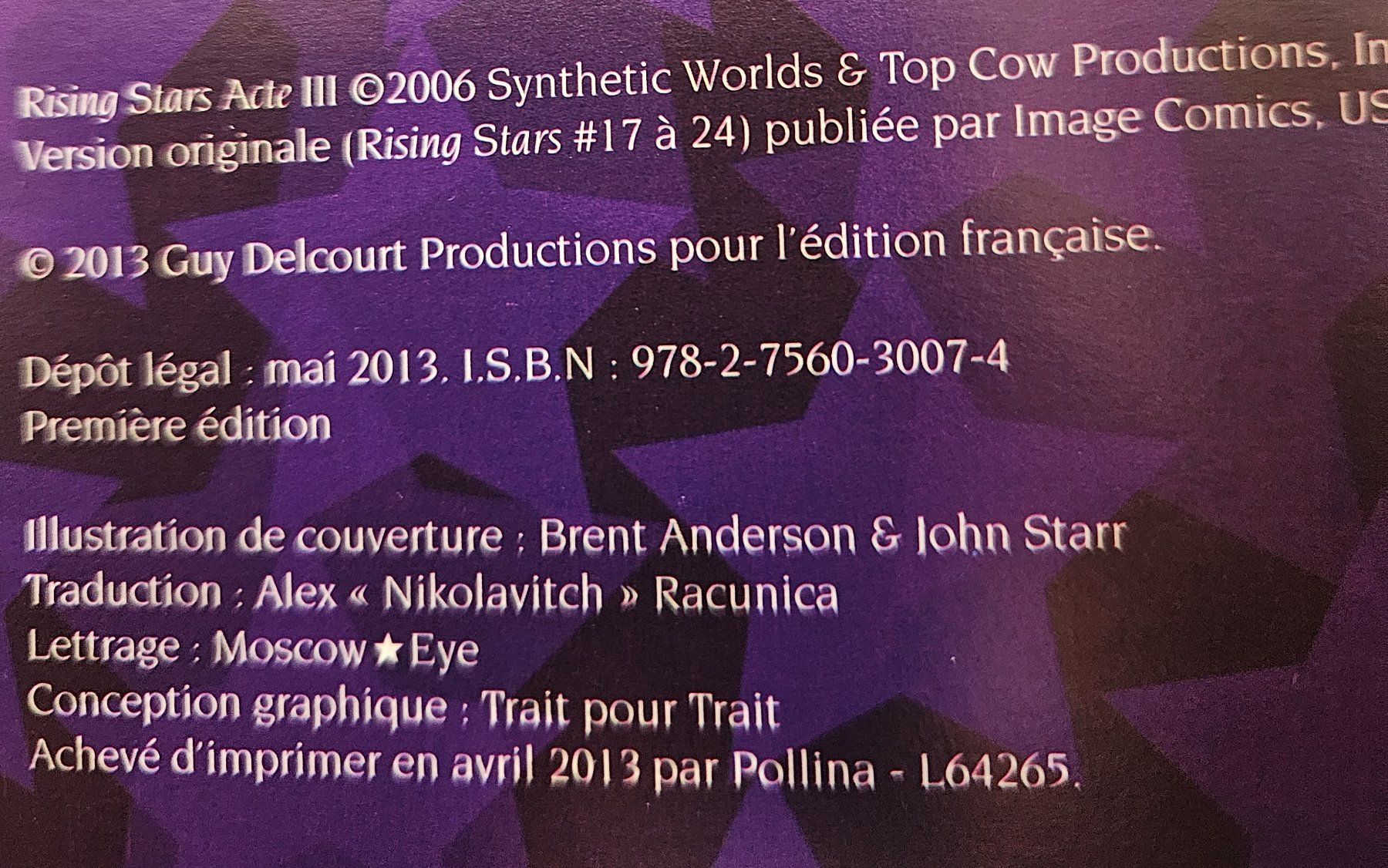 Comics: Rising Stars N 3 E.O. (T.T.B.E.)  Acte III – Gebraucht aus Prévonloup von bitume1975 1