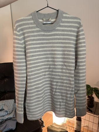 COS Pullover gestreift grau weiss Wolle Alpaka Mix