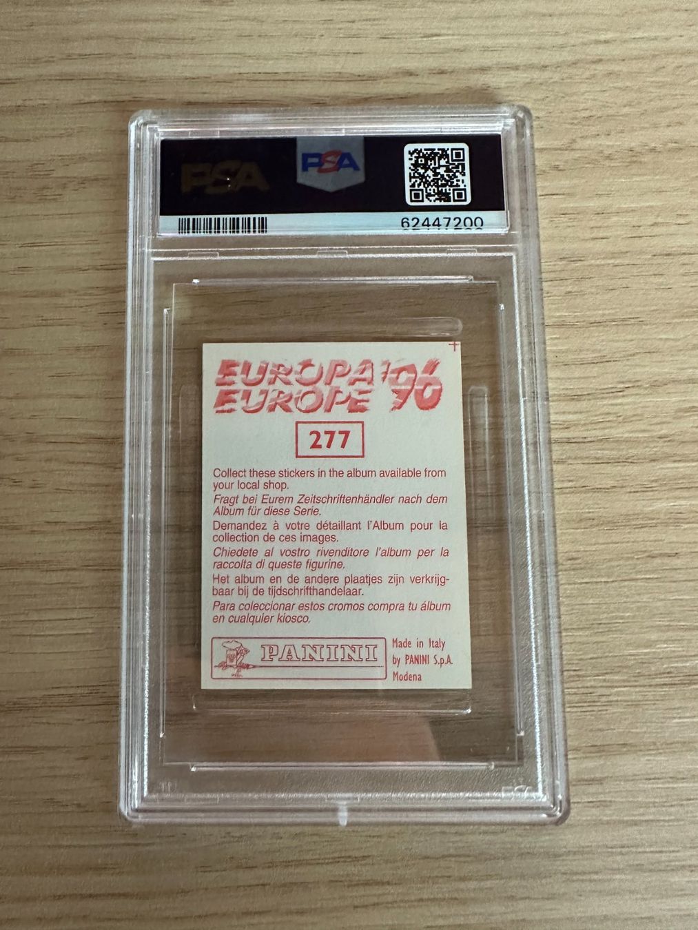 Panini Carte collezionabili: Peter Schmeichel Panini Euro 1996 PSA 7 – Nuovo (secondo la descrizione) da Hagendorn venduto da Pokecollectorch 1