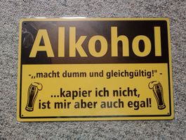 NEU OVP Blechschild Alkohol Schild Metall