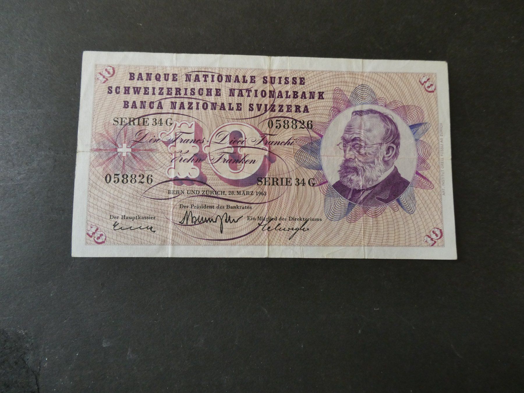 Banconote: Schweiz 1963, 10 Franken – Usato da Hinterforst venduto da Rohusri