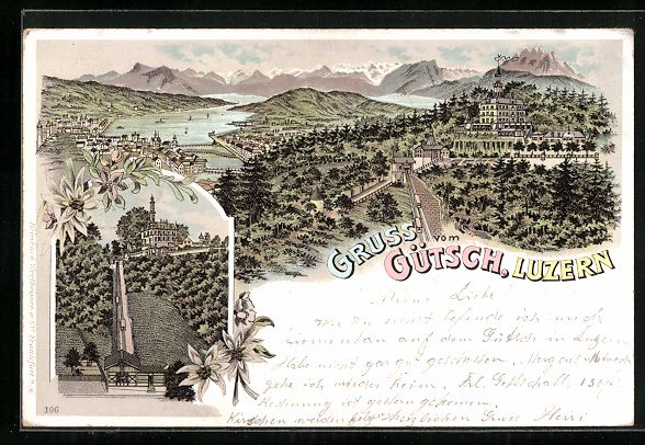 Ansichtskarten: Litho Luzern, Blick auf das Schloss und  – Gebraucht aus Berlin von bartko-reher