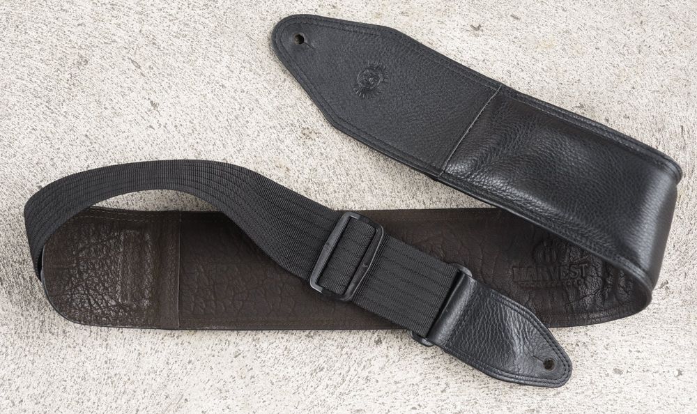 Buckle-Down Gitarrengurt 5 Cm – Fleur-de-Lis Design Schwarz/Gelb, Handgefertigt In USA, Langlebig