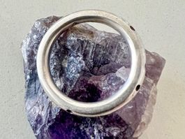 Skulpturaler Designer Silberring 925 rund massiv G51 Vintage