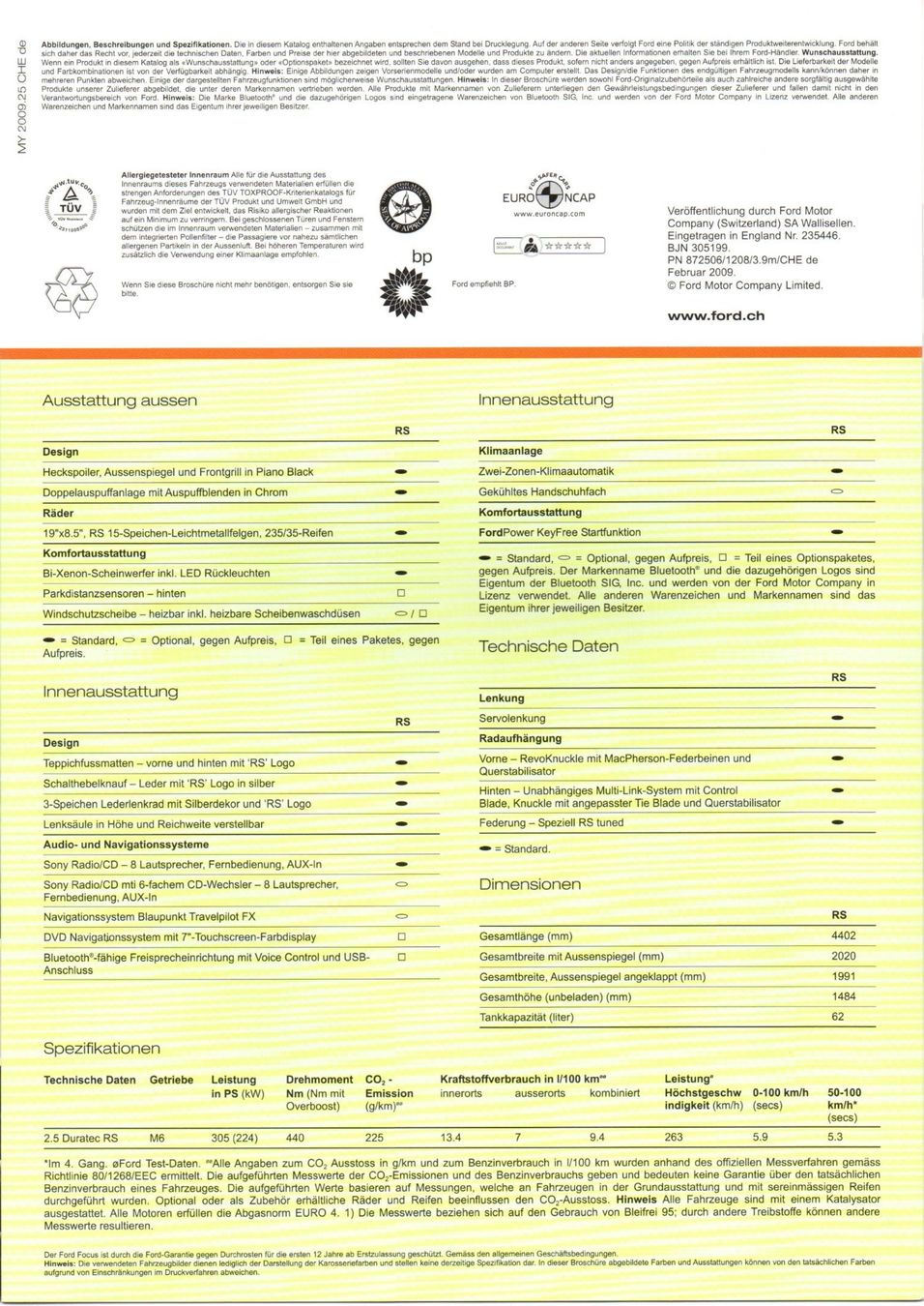 Ford Automobili: Ford Focus RS  - CH-Original Prospekt – Nuovo (secondo la descrizione) da Malans GR venduto da Chueche427 4
