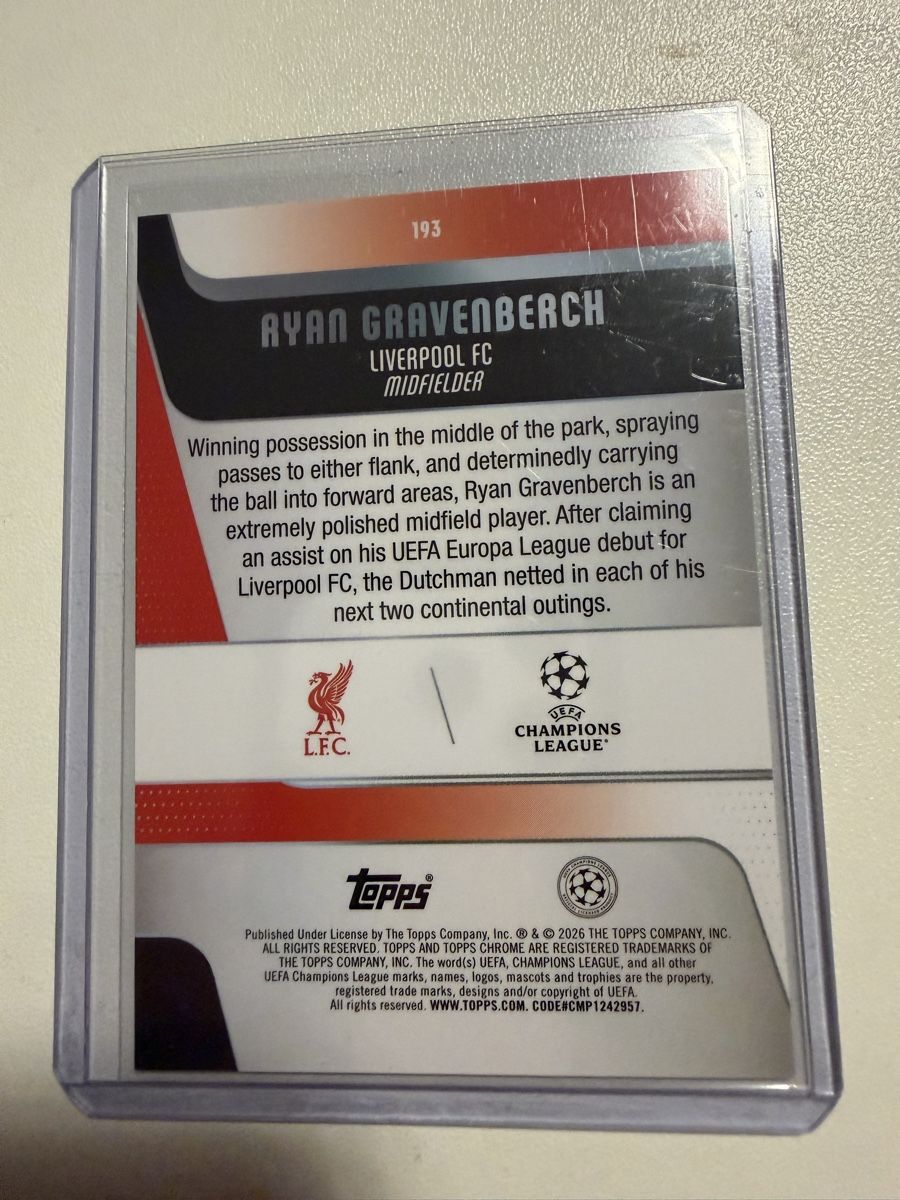 Topps Sammelbilder & Trading cards: Topps Chrome Ryan Gravenberch Liverpool – Gebraucht aus S. Antonino von Mc2495 1