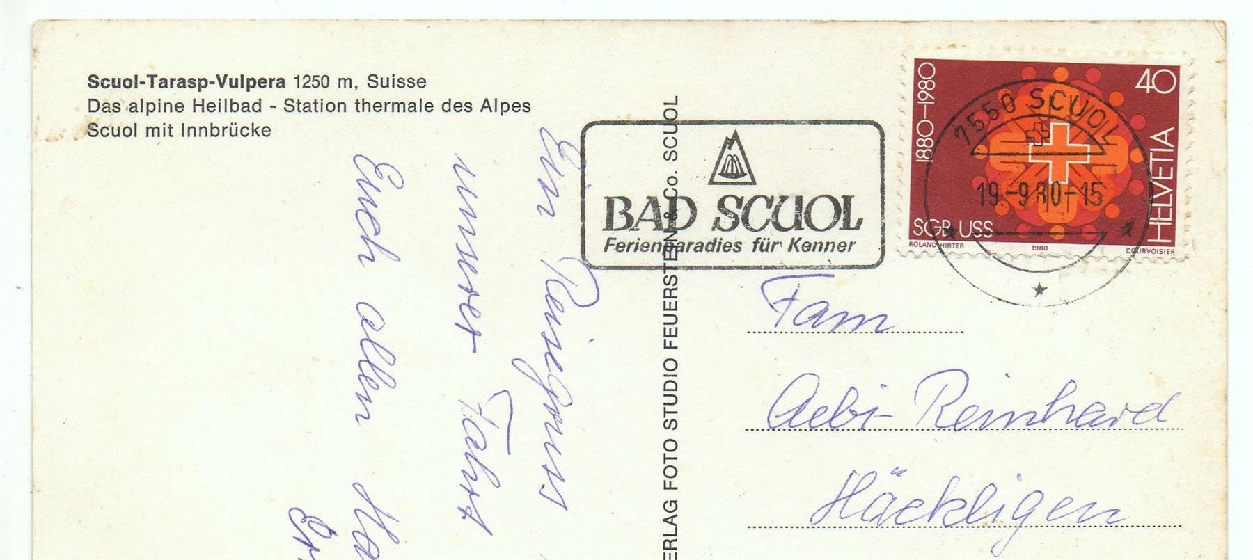 Cartoline postali: SCUOL-TARASP-VULPERA Innbrücke – Usato da Jona venduto da philajona 1