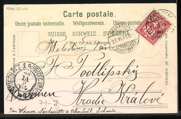 Cartoline postali: Litho Schaffhausen, Rheinfall mit Brück – Usato da Berlin venduto da bartko-reher 1