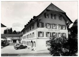 Lenzburg, Hotel Krone, Werbekarte, Oldtimer, gelaufen 1962