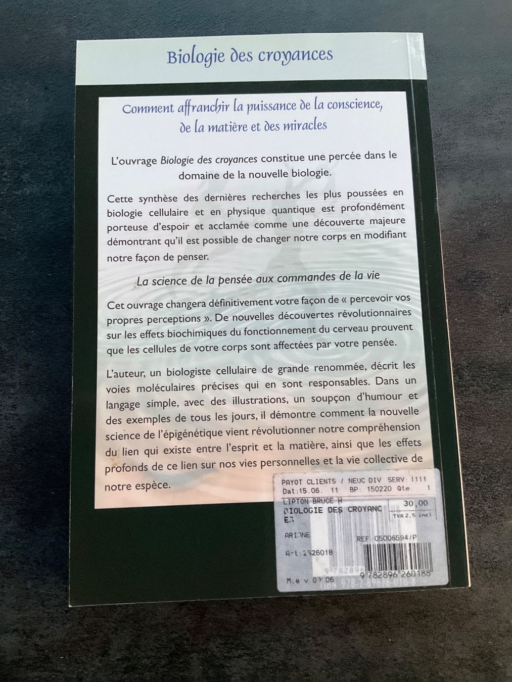 Libri: Biologie des croyances Bruce H. Lipton – Usato da Avenches venduto da Lactobacille 1