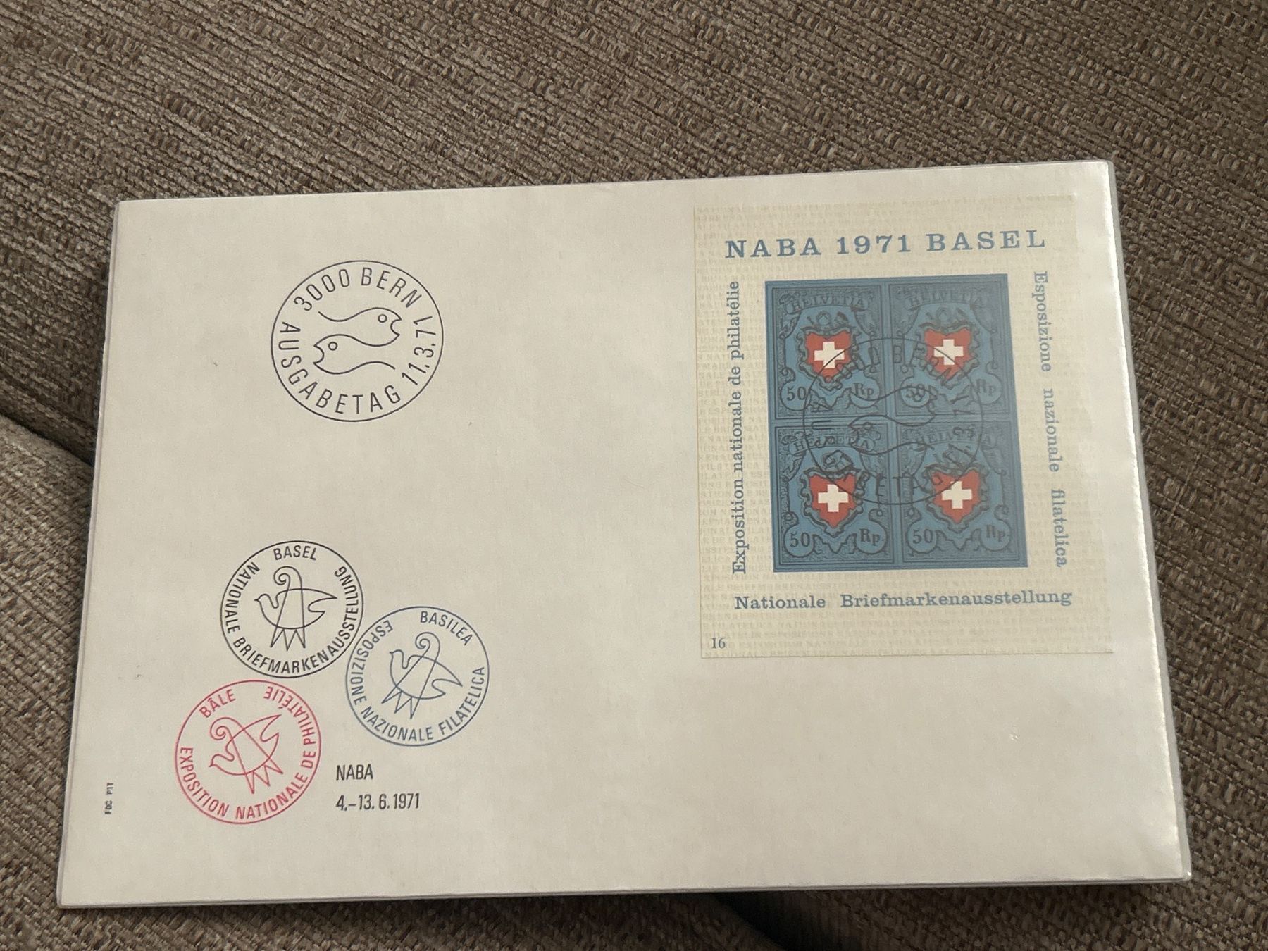 Tutti i francobolli: NABA 1971 Basel Briefmarkenausstellung Kuvert mit Stempel... – Nuovo (secondo la descrizione) da Champfèr venduto da Rothli