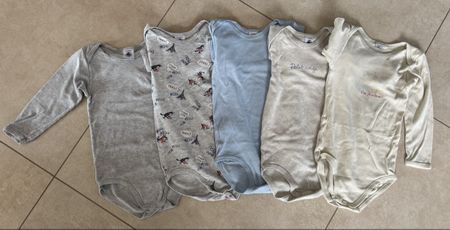 Lot 5 bodys longues manches Petit Bateau 36 mois / 95cm
