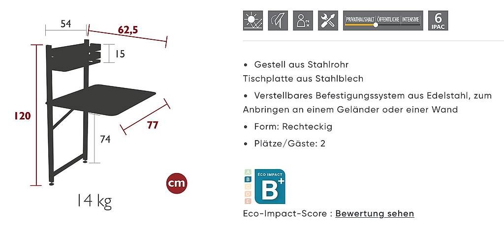 Fermob Tische: Fermob Bistro Balkontisch 57x77cm, Farbe kaktus – Neu und originalverpackt aus Worb von outherein 2