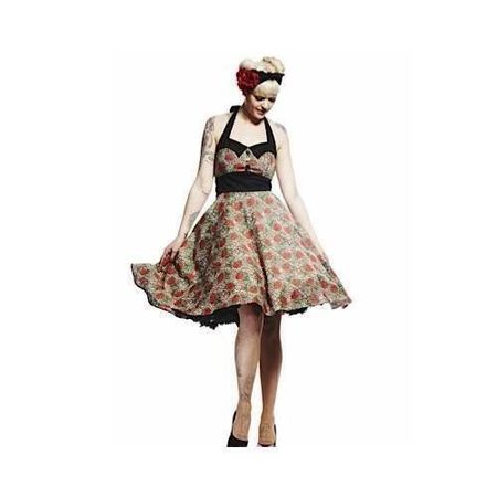 Hell Bunny Rockabilly Pin Up Kleid Rosen XS / XL