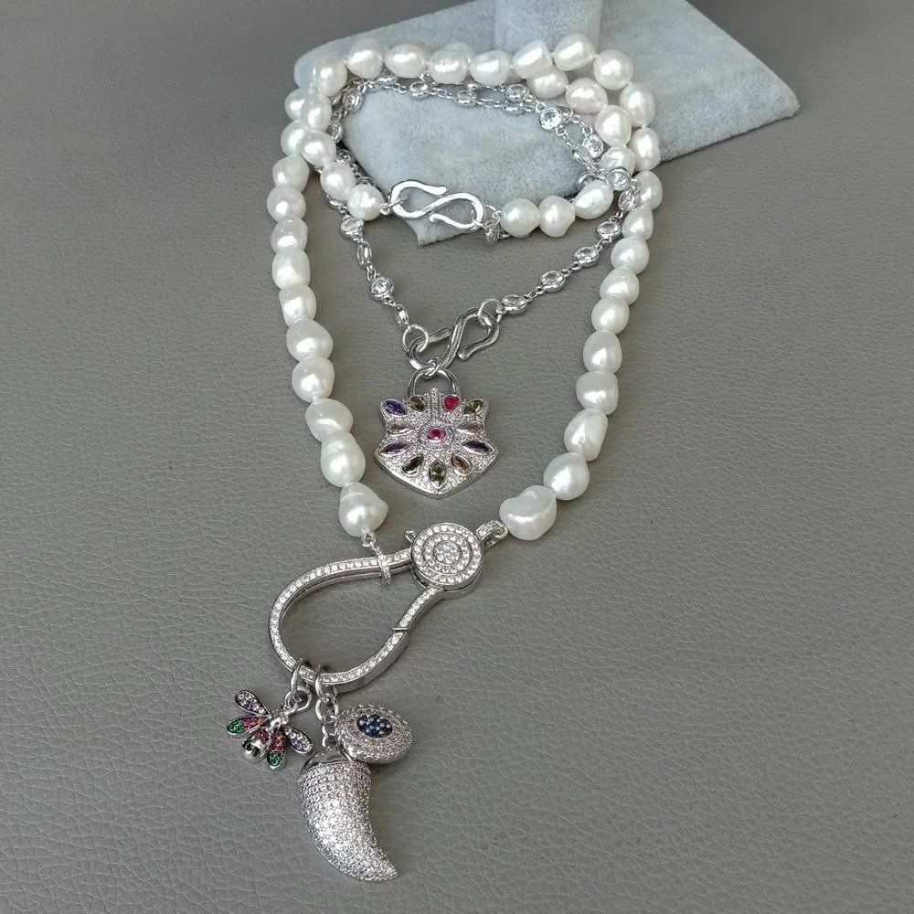 Ketten: Mina weiss Perlen Kette Collier Perle Perlenkette Echt Krist – Neu (gemäss Beschreibung) aus Prilly von ilyria73 4