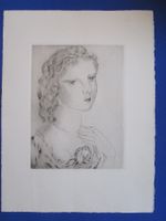 FOUJITA Original Radierung Jeune fille avec une rose (1925)