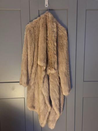 Yves Salomon Rabbit Fur Coat Beige Size 38