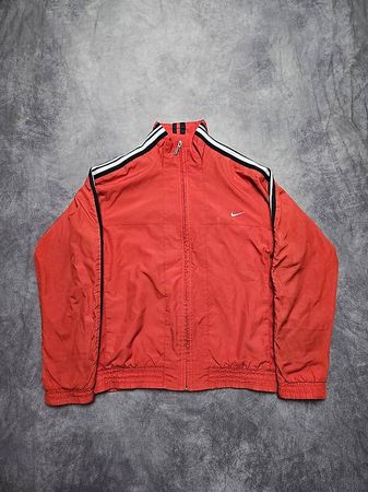 Nike red zip up windbreaker jacket