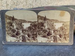Stereo Photo / Thun - Blick auf den See Ausgabe ca. 1900