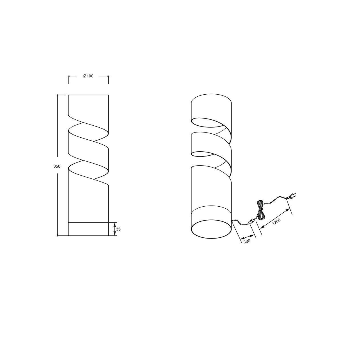 Lampade: Tischleuchte, Weiss, Spirale, 35 cm Höhe – Nuovo (secondo la descrizione) da Kreuzlingen venduto da Smart-Light 3