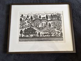 Tableau ORIGINAL Monique Boillat 24.5 X 35 cm