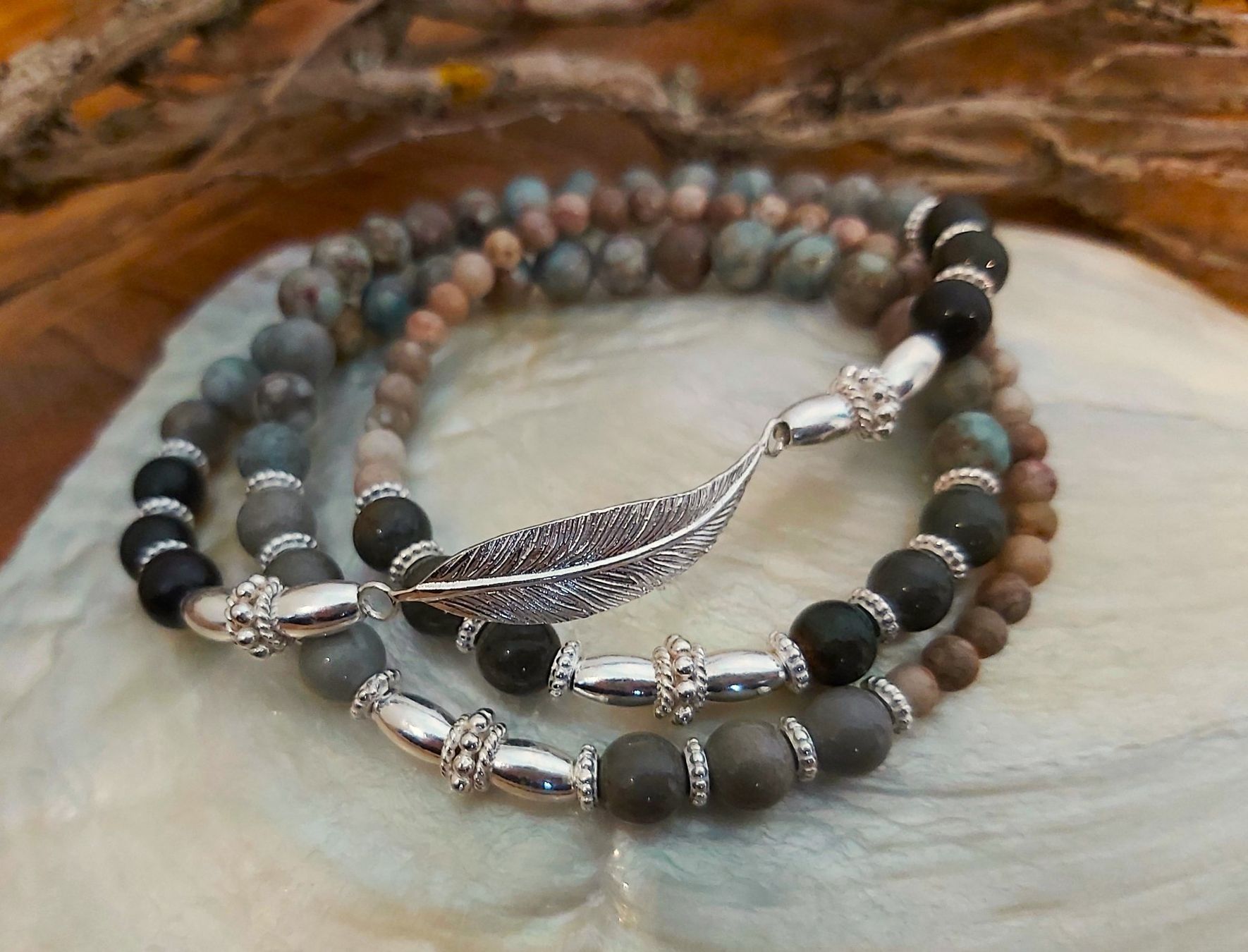 Bracciali & Braccialetti: SAIRA- Edelsteinarmband - Sterling Silber - hellgrün-beige – Nuovo e nell'imballaggio originale da Mühlethal venduto da nicita-modeschmuck 2