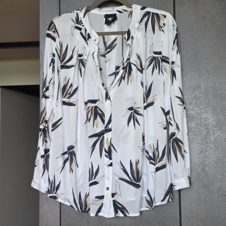 🐸 NÜ DENMARK BLUSE XS VISKOSE MIT SCHÖNEM BLÄTTERMUSTER